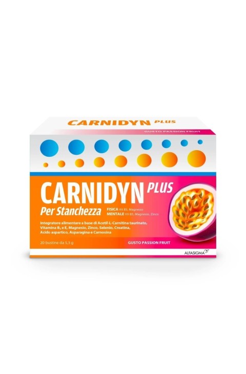 Alfasigma - Carnidyn Plus Integratore Stanchezza Gusto Passion Fruit Confezione 20 Bustine