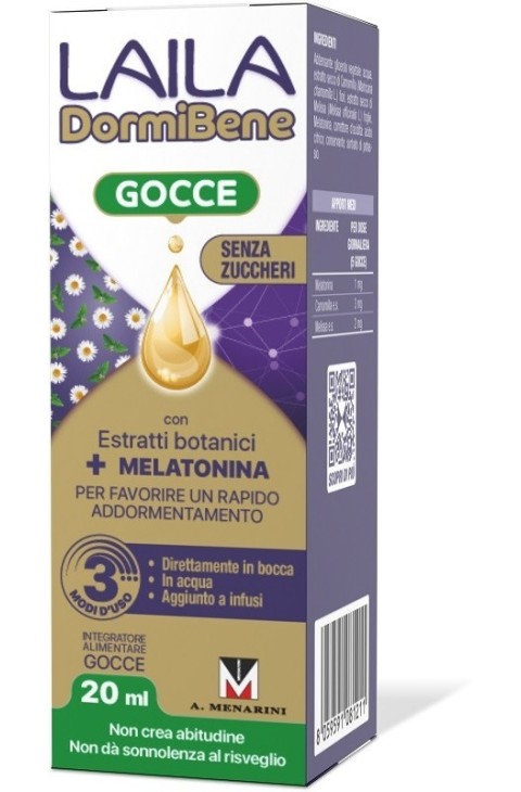 Laila DormiBene Gocce + Melatonina Integratore Per il Sonno 20 ml
