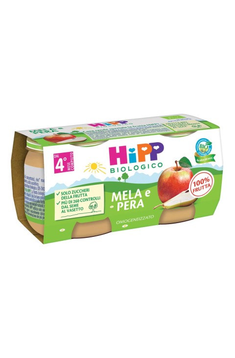 HiPP Omogeneizzato Biologico di Mela e Pera dai 4+ Mesi, 2 x 80g
