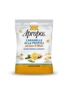 Apropos Caramelle Dure Alla Propoli con Cuor Di Miele Limone e Zenzero, 50g