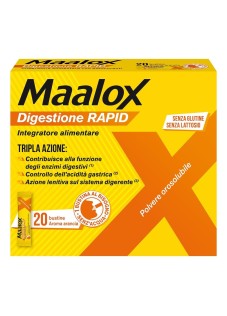 Maalox Digestione Rapid Integratore Cattiva Digestione E Acidità Di Stomaco Adulti E Bambini 6+ 20 Bustine

