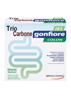 Pool Pharma Trio Carbone Gonfiore IBS Colon Integratore Intestino, 10 Bustine