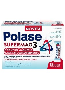 Polase Supermag 3 Integratore Magnesio e Vitamina B6 Gusto Ciliegia 18 Stick
