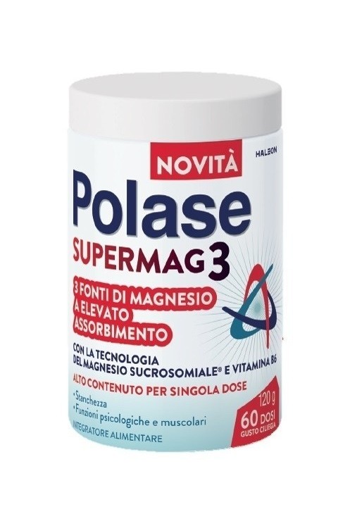 Polase Supermag 3 Integratore Magnesio e Vitamina B6 Polvere 120g Gusto Ciliegia
