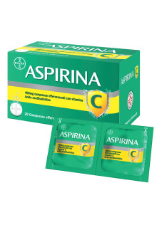 Aspirina C Antinfiammatorio Antidolorifico per Influenza Raffreddore e febbre con Vitamina C, 20 Compresse