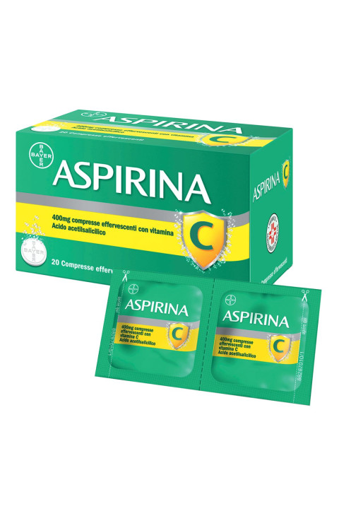 Aspirina C Antinfiammatorio Antidolorifico per Influenza Raffreddore e febbre con Vitamina C, 20 Compresse