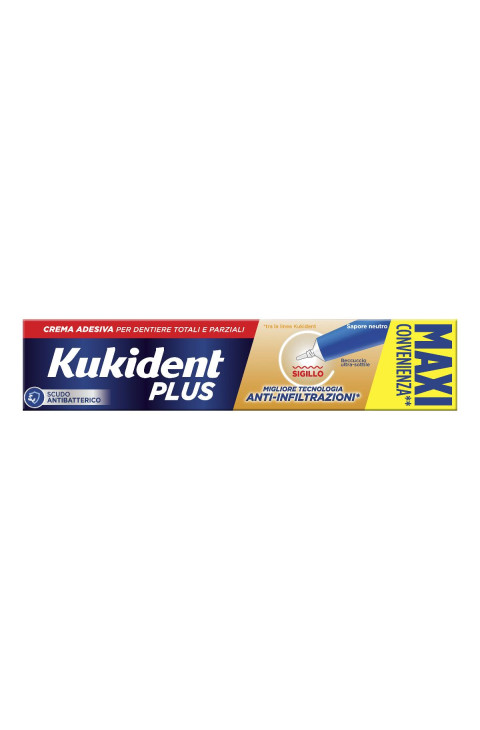 Kukident PLUS Sigillo MAXI Crema Adesiva per Dentiere Aroma Neutro, 57g