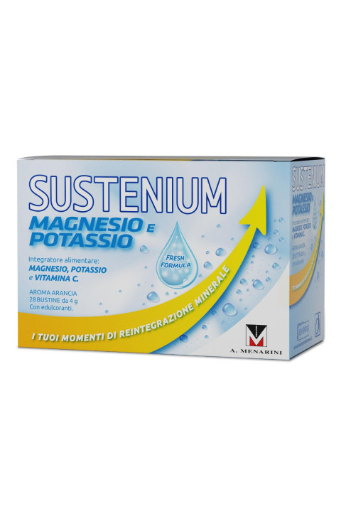 Sustenium Magnesio e Potassio Integratore Alimentare con Aggiunta di Vitamina C, 28 Bustine
