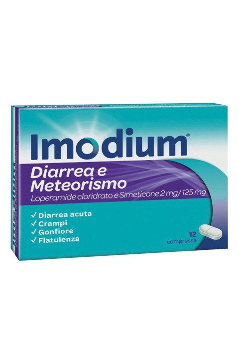 Imodium Diarrea E Meteor Meteorismo Trattamento Diarrea Acuta Adulti, 12 compresse