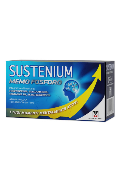 Sustenium Memo Fosforo Integratore con Fosfoserina Glutammina Vitamina B6 ed Eleuterococco, 10 Flaconcini
