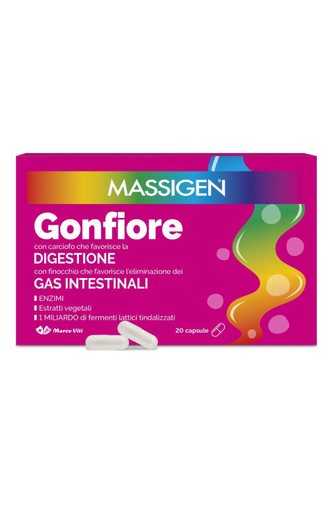 Massigen Gonfiore Integratore Alimentare a base di Enzimi, 20 Capsule