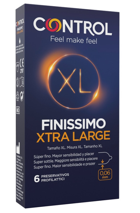 Control Sensivity - Finissimo XL Xtra Large 0.05mm Profilattico, 6 Profilattici
