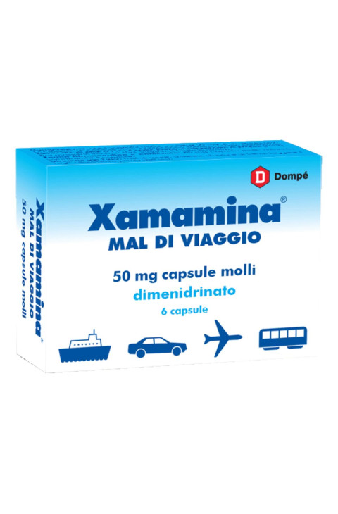 Xamamina 50mg Dimenidrinato Antichinetosico Mal di Viaggio, 6 Capsule Molli