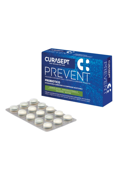 Curasept Prevent - Probiotico Integratore Alimentare, 14 compresse masticabili