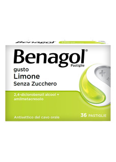 Benagol Limone Senza Zucchero Antisettico del Cavo Orale 36 Pastiglie