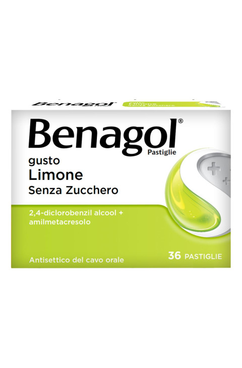 Benagol Limone Senza Zucchero Antisettico del Cavo Orale 36 Pastiglie