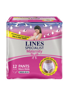 Lines Specialist - Pants Maternity Mutandina Assorbente Taglia M, 12 mutandine
