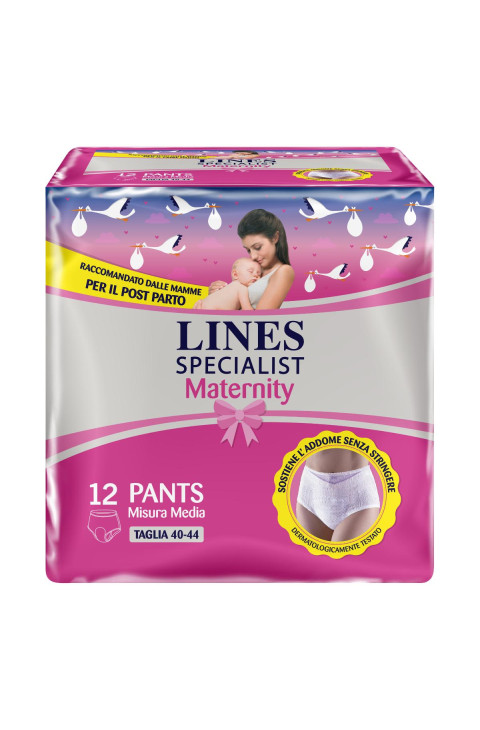 Lines Specialist - Pants Maternity Mutandina Assorbente Taglia M, 12 mutandine
