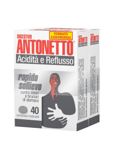 Digestivo Antonetto Acidità e Reflusso Rapido Sollievo, 40+40 Compresse