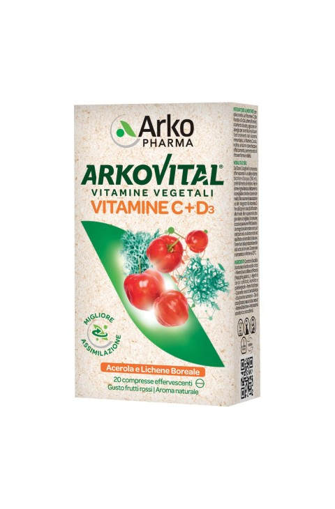 Arkopharma Arkovital - Vitamine C + D3 Integratore, 20 compresse effervescenti Arkopharma Arkovital - Vitamine C + D3 Integratore, 20 compresse effervescenti