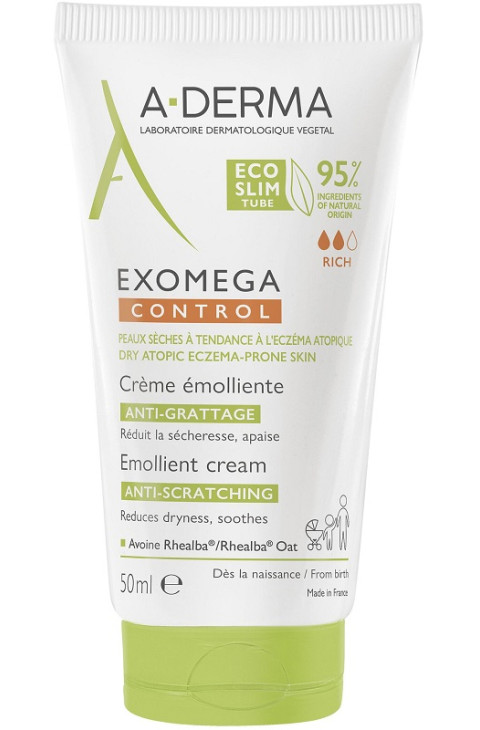 A-Derma Exomega Control - Crema Emolliente Pelle Secca Tendenza Atopica, 50ml
