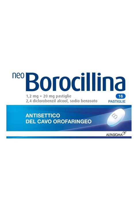 Neoborocillina Classica Antisettico del Cavo Orofaringeo Disinfettante e Antibatterico della Gola, 16 Compresse