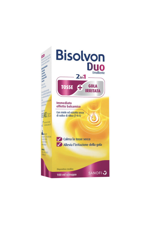 Bisolvon Duo Emolliente Sciroppo contro Tosse e Gola Irritata, 100ml