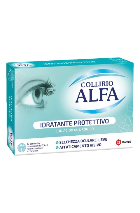 Dompé Alfa - Collirio Idratante Protettivo con Acido Ialuronico, 10 flaconcini