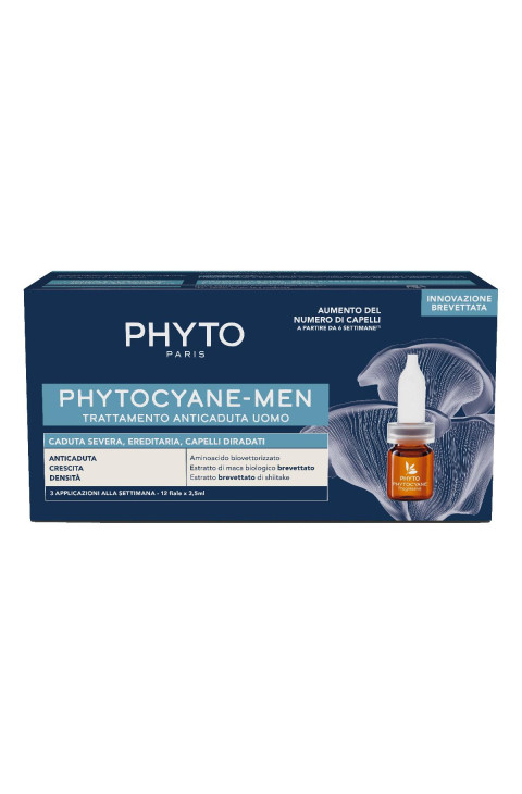 Phyto Phytocyane - Trattamento Anti-Caduta Severa Uomo, 12 Fiale