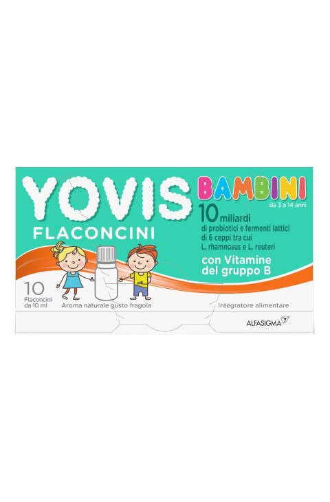 Yovis Bambini Fermenti Lattici Vitamine Gruppo B Gusto Fragola, 10 Flaconcini