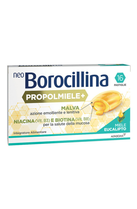 NeoBorocillina Propolmiele+ Gola Gusto Miele e Eucalipto, 16 Pastiglie