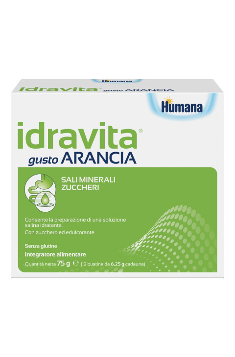 Idravita Gusto Arancia 12 Bustine Integratore di Sali Minerali per Bambini
