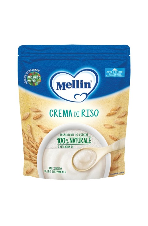 Mellin Crema di Riso, dal 4° mese, Ingredienti di origine 100% Naturale e Vitamina B1, 200g