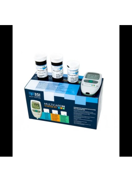 Multicare IN Starter kit misuratore di glicemia colesterolo trigliceridi +  10 strisce glucosio + 5 colesterolo + 5 trigliceridi