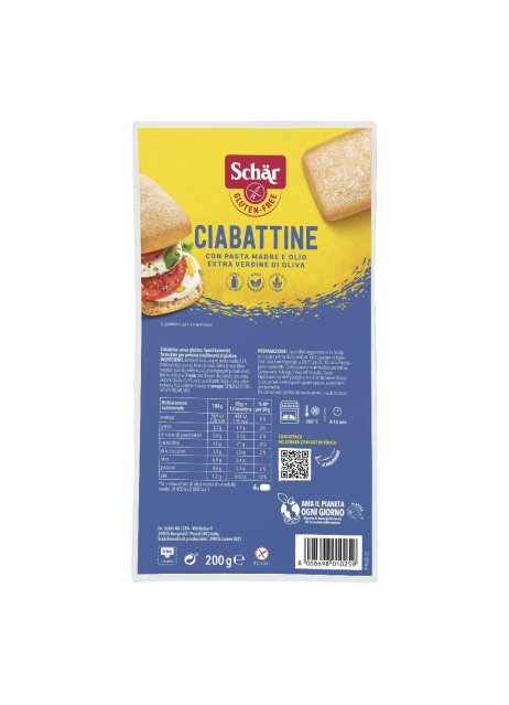 SCHAR CIABATTA PANE 200G S/GL