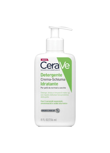 CeraVe Detergente Crema-Schiuma Idratante 236 ml - Detergente Viso per pelli da Normali a Secche