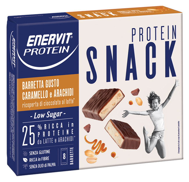 Enervit Wonder Snack Caramello e Arachidi Senza Glutine, 8 Pezzi