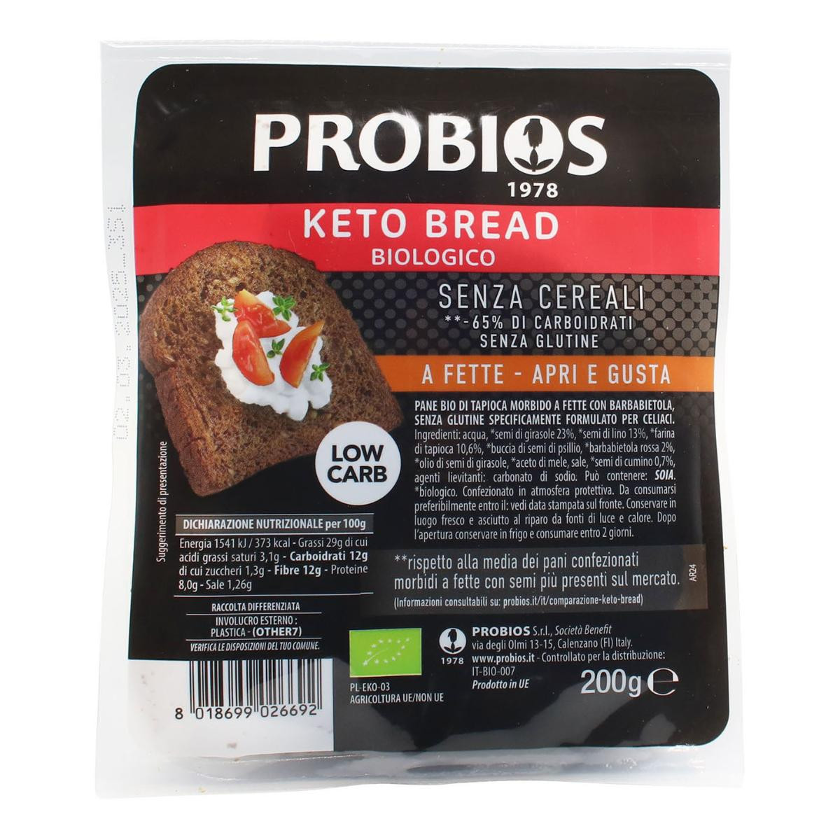 PROBIOS KETO BREAD S/GLUT 200G