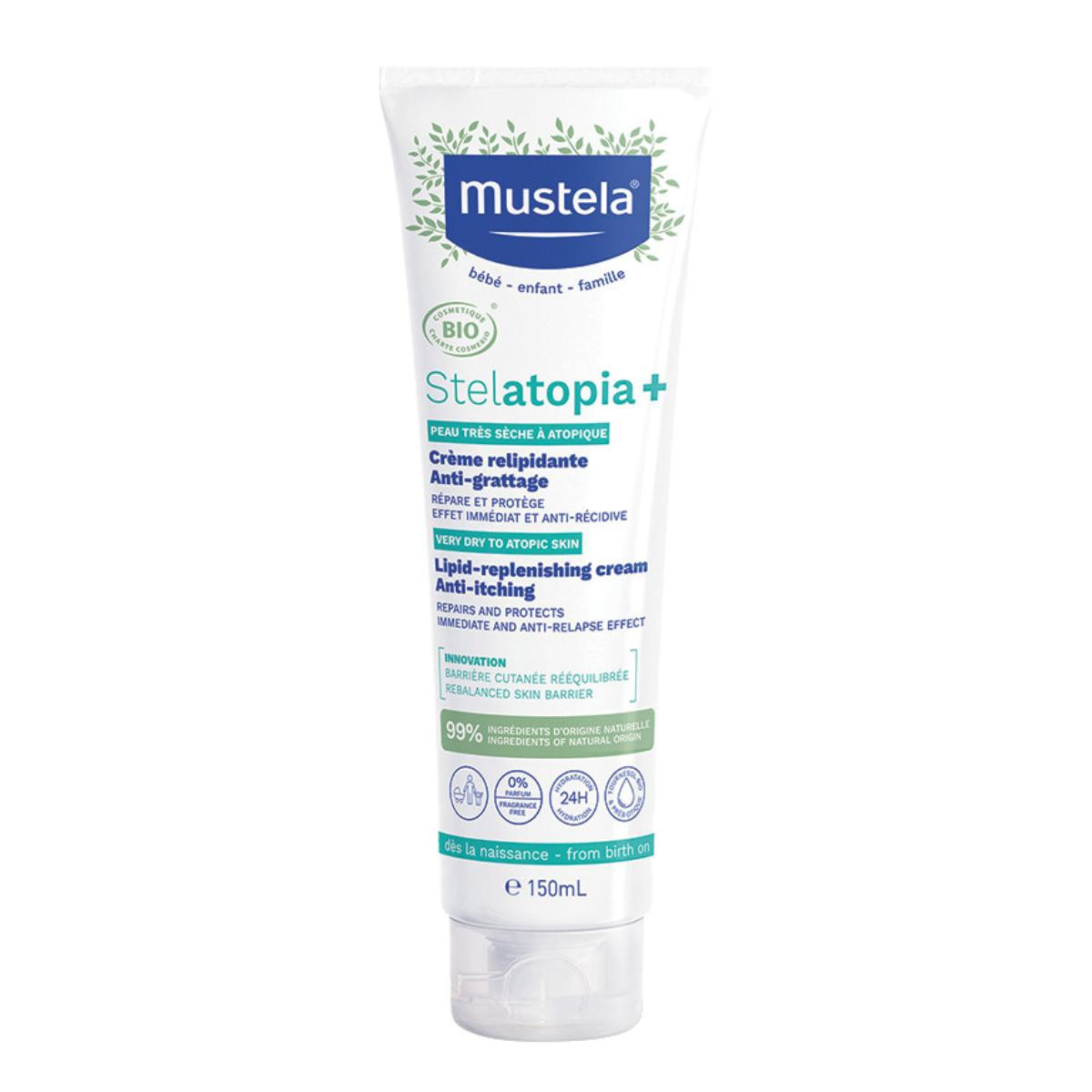 Mustela Stelatopia+ - Crema Relipidante e Anti-Prurito BIO Pelle Atopica, 300ml