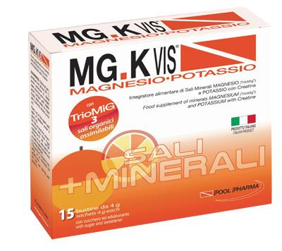 MG.K VIS Magnesio Potassio Integratore Gusto Arancia, 15 bustine